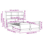 vidaXL Lit bibliothèque sans matelas 135x190 cm bois de pin massif