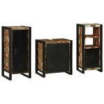 vidaXL Ensemble de mobilier de salle de bain 3 Pièces Bois Recyclé Solide