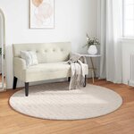 vidaXL Tapis de surface Rond HUARTE Beige Ø 200 CM Polyester