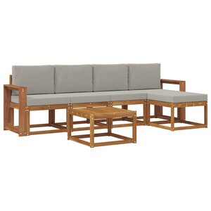 vidaXL Ensemble de canapés d'extérieur 6 pc Gris Naturel et Clair