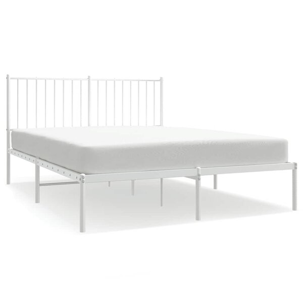vidaXL Cadre de lit métal sans matelas et tête de lit blanc 140x200 cm
