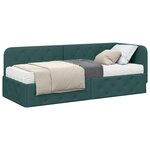 vidaXL Cadre de lit d'angle avec matelas Vert foncé 80 x 200 cm tissu