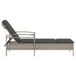 vidaXL Chaise longue et coussin gris clair 63x200x81 cm résine tressée