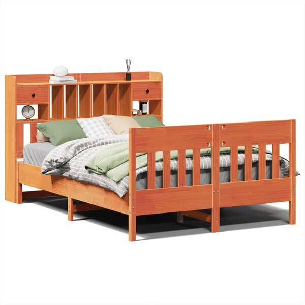 vidaXL Cadre de lit sans matelas cire marron 140x190cm bois pin massif