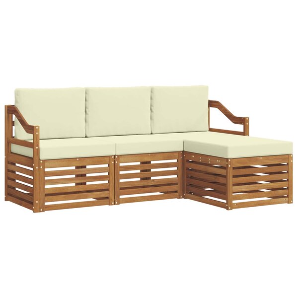 vidaXL Ensemble de canapés d'extérieur 4 pc Naturel et Crème