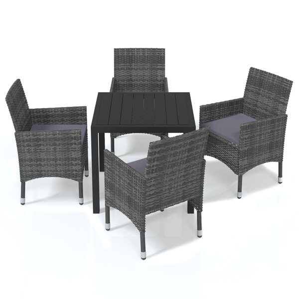 vidaXL Ensemble à manger de jardin coussins 5Pièces Résine tressée Gris