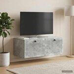 vidaXL Meuble TV mural Gris béton 78 5 x 41 x 30 cm Bois d'ingénierie