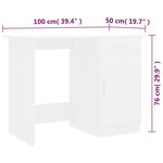 vidaXL Bureau Blanc 100x50x76 cm Bois d'ingénierie