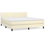 vidaXL Lit à sommier tapissier avec matelas Crème 180x200cm Similicuir