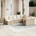 vidaXL Salon de jardin avec coussins 10 Pièces beige résine tressée