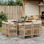 vidaXL Ensemble à manger de jardin et coussins 9 Pièces beige Poly rotin