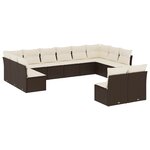 vidaXL Salon de jardin avec coussins 12 Pièces marron résine tressée