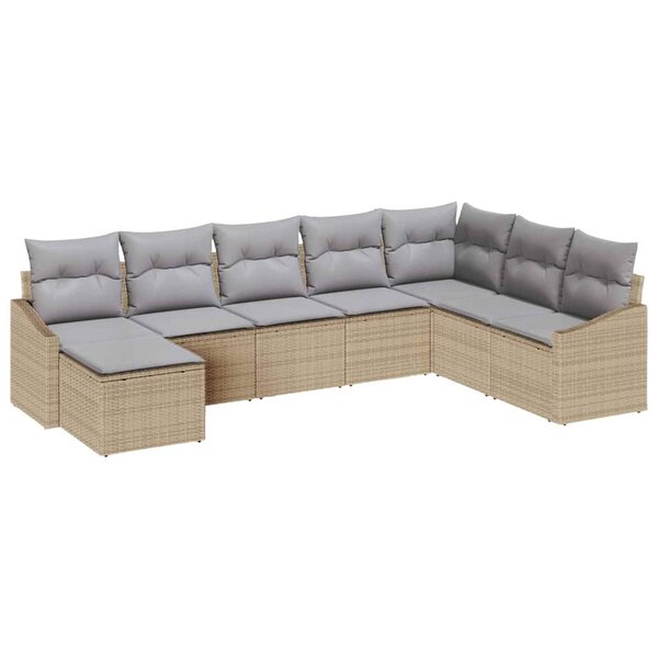 vidaXL Ensemble de canapé de jardin 8 Pièces Beige Poly rotin