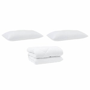 vidaXL Couette Autre avec oreiller 3 Pièces Blanc 200 x 200 cm Microfibre