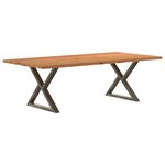 vidaXL Table à manger avec bord naturel 240x120x74cm bois massif chêne