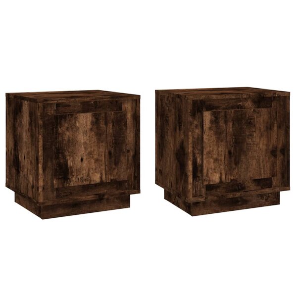 vidaXL Tables de chevet 2 Pièces chêne fumé 44x35x45 cm bois d'ingénierie