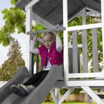 AXI Structure de jeu Beach Tower Blanc Gris  avec cadre d'escalade balancoire et toboggan Gris