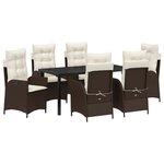vidaXL Ensemble de salle à manger de jardin 7 pièces avec coussins Marron Poly Rattan