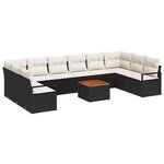 vidaXL Ensemble de canapés de jardin 11 Pièces Noir  blanc Osier et Tissu