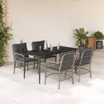 vidaXL Ensemble à manger de jardin et coussins 5 Pièces gris clair rotin