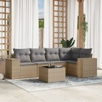 vidaXL Salon de jardin avec coussins 6 Pièces beige résine tressée