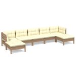 vidaXL Salon de jardin 7 Pièces avec coussins Marron miel Bois de pin