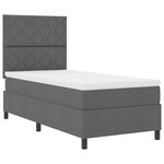 vidaXL Lit à ressorts avec matelas et LED gris foncé  90 x 190 cm  en tissu.