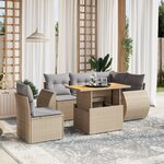 vidaXL Salon de jardin avec coussins 6 Pièces beige résine tressée