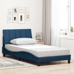 vidaXL Cadre de lit sans matelas Hanko bleu 100x200 cm tissu