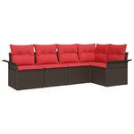 vidaXL Ensemble de canapé de jardin 5 Pièces Marron polyrotin