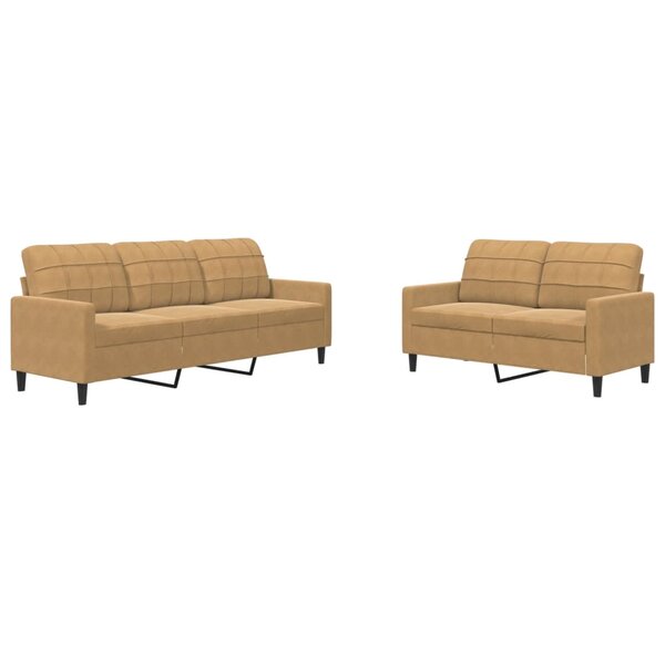 vidaXL Ensemble de canapés 2 Pièces avec coussins Marron Velours