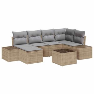 vidaXL Ensemble de canapé de jardin 6 Pièces Beige et Gris clair