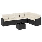 vidaXL Salon de jardin 8 Pièces avec coussins noir résine tressée