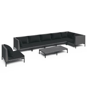 vidaXL Salon de jardin 8 Pièces avec coussins Résine tressée Gris foncé