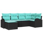 vidaXL Ensemble de Canapés 6 Pièces Noir et turquoise polyrotin