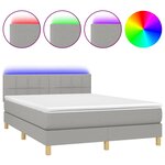 vidaXL Sommier à lattes de lit et matelas et LED Gris clair 140x190 cm