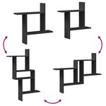 vidaXL Étagères murales 2 Pièces noir 50x12x50 cm bois d'ingénierie