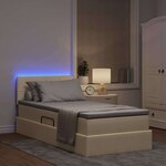 vidaXL Lit de rangement LED avec matelas Crème 100 x 200 cm Tissu