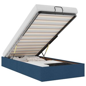 vidaXL Cadre de lit ottoman sans matelas bleu 100x200 cm tissu