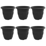 vidaXL Pot à fleurs rond 6 Pièces Noir Ø 26 x 21 5 cm Plastique