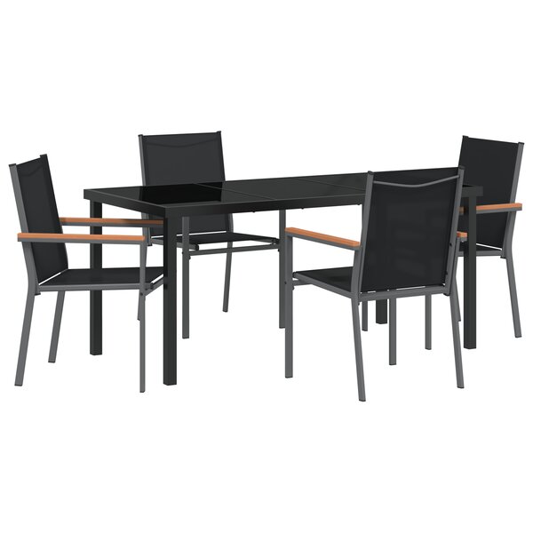 vidaXL Ensemble de 3 Noir Textilène et acier avec finition en poudre