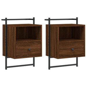 vidaXL Table de chevet murale 2 Pièces chêne marron 40x30x61 cm