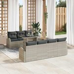 vidaXL Ensemble de canapé de jardin 8 Pièces Gris clair Poly rotin