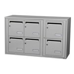 Bloc collectif Leabox 3x2  grade 3  simple face  intérieur  fixation murale  gris clair ral 7035 finition brillante