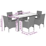 vidaXL Ensemble à manger de jardin et coussins 7 Pièces beige rotin verre