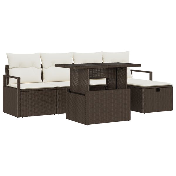 vidaXL Ensemble de 6 Pièces de Canapé de Jardin avec Coussins Marron Poly Rattan