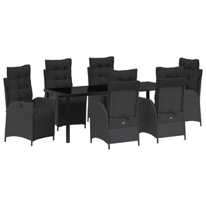 vidaXL Ensemble de repas de jardin 7 pièces en Rattan poli noir