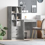vidaXL Bureau avec rangement gris béton en bois d'ingénierie