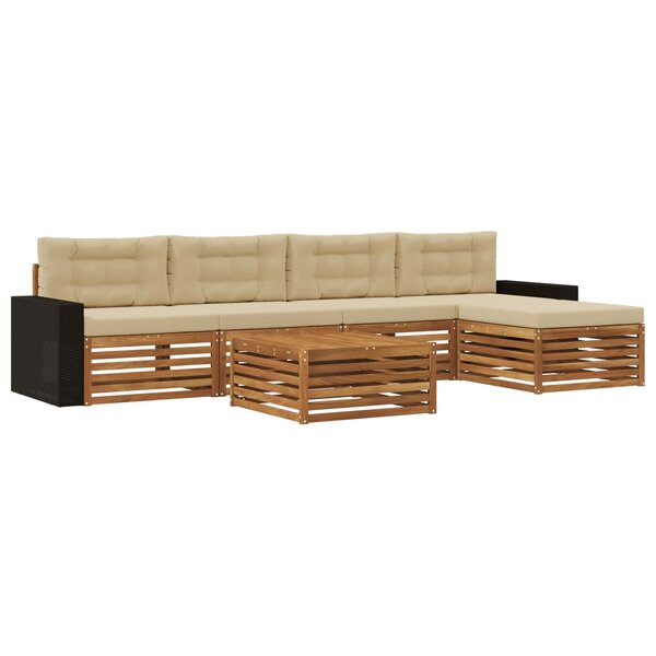 vidaXL Ensemble de canapés d'extérieur 6 Pièces Naturel et Beige