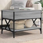 vidaXL Table basse sonoma gris 70x50x50 cm bois d'ingénierie et métal